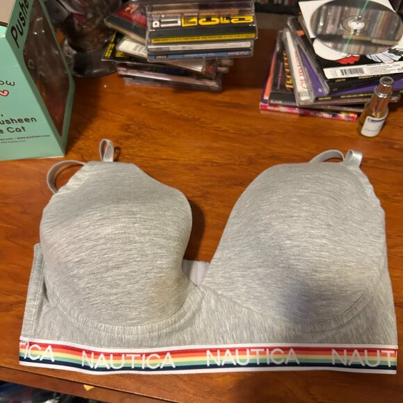 Nautica Queer LGBTQIA+ Pride Band Everyday Bra w. 3 Hook Rows 38DD Gray Wireless - Picture 1 of 3